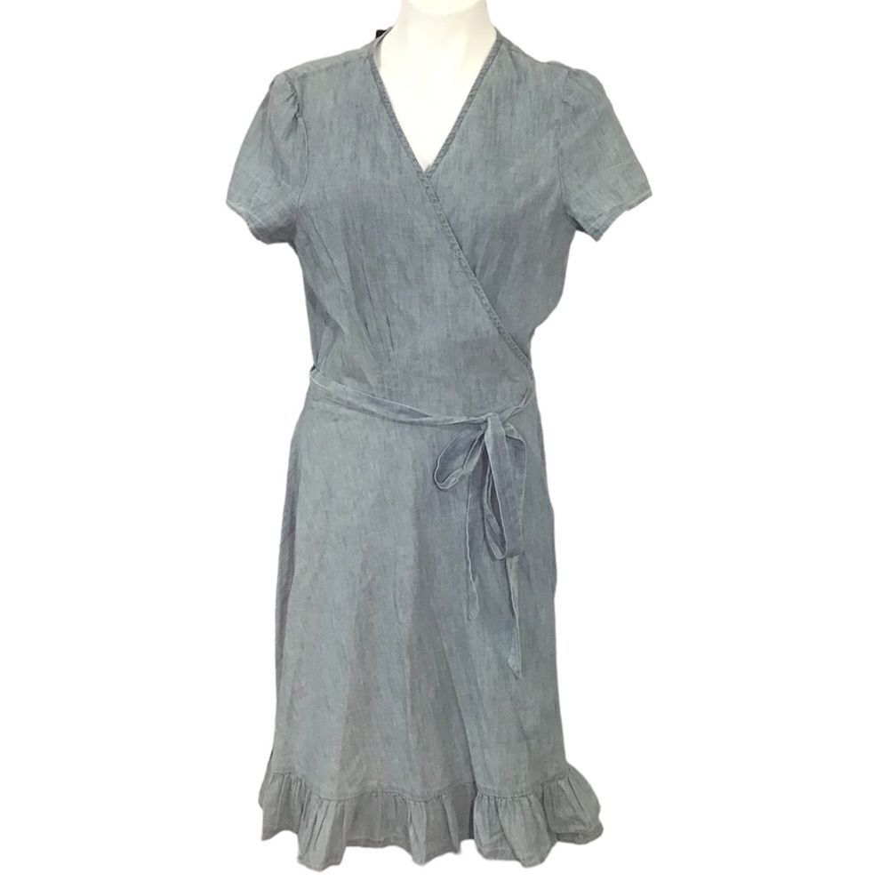 Polo Ralph Lauren Blue Chambray Wrap Mini Dress New Size 12